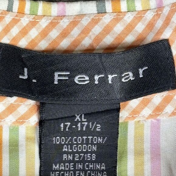 J Ferrar Shirt Mens XL Multicolor Striped Long Sleeve Button Up Casual Classic - Picture 3 of 8
